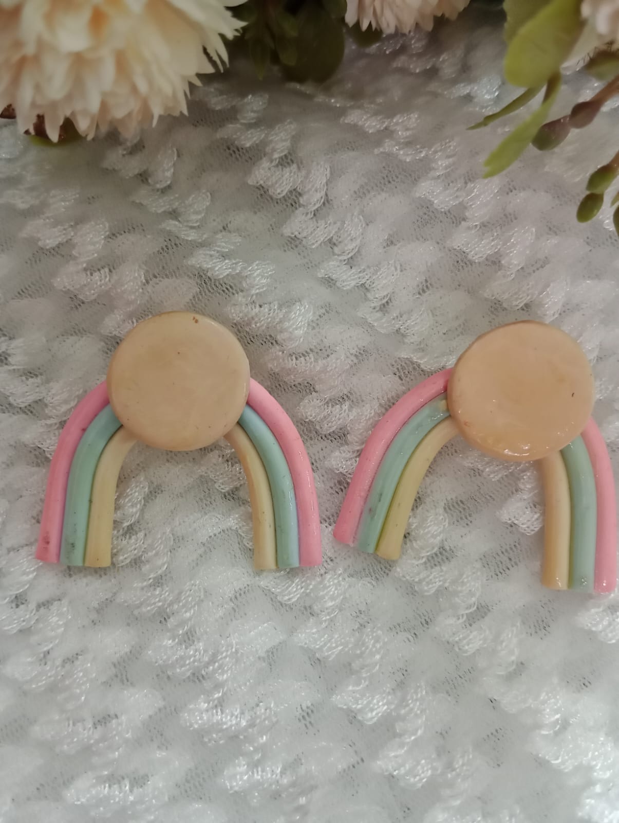 "Handcrafted Pastel Rainbow Earrings - Unique & Trendy"