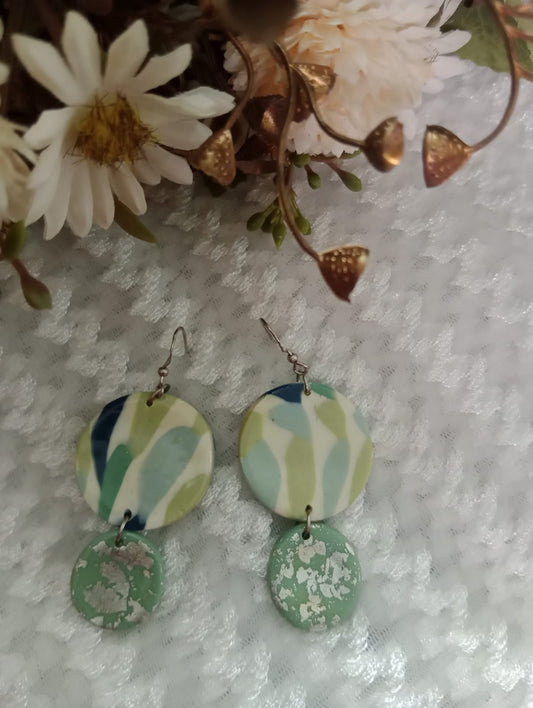 "Handcrafted Floral Earrings with Botanical Background"