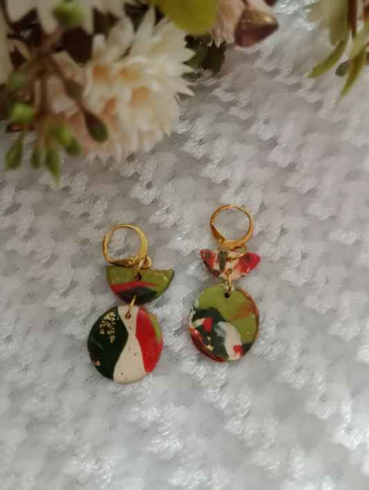 "Handcrafted Abstract Earrings with Floral Background"