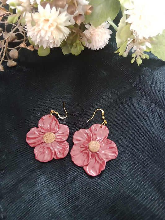 Elegant Pink Flower Earrings