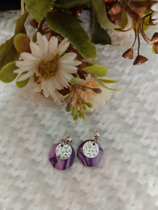 "Elegant Purple and Silver Dangle Earrings